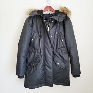 J. Crew Perfect Winter Parka Jacket with PrimaLoft in Black, Size Small